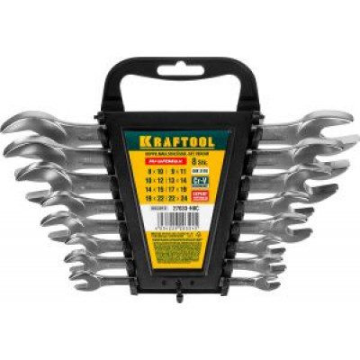 KRAF-27033-H8C Набор ключей рожковых хромированных "EXPERT" 27033-H8C KRAFTOOL