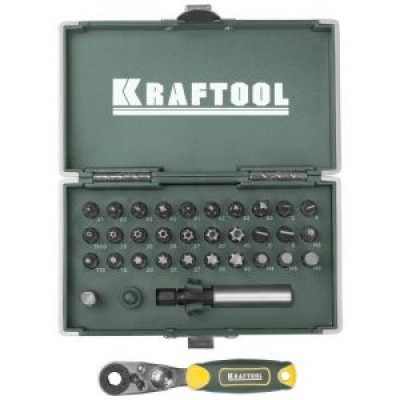 KRAF-26065-H33 Набор бит в боксе с мини-трещоткой, 1/4" "ЕХPERT" "X-Drive" 26065-H33 KRAFTOOL