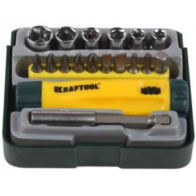 KRAF-26143-H18 Отвертка реверсивная в наборе с битами и головками 26143-H18 KRAFTOOL