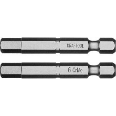 KRAF-26127-6-50-2 Биты "X-DRIVE" торсионные кованые, обточенные HEX6, 50мм, 2шт. 26127-6-50-2 KRAFTOOL