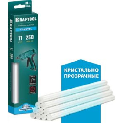 Стержни клеевые 10 шт., 250 г, 11 x 250 мм (11-12 мм), кристально прозрачные KRAFTOOL 06846-10