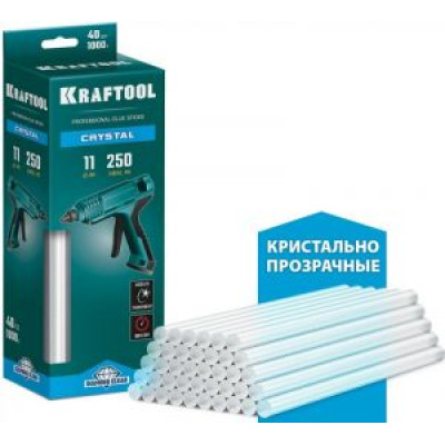 Стержни клеевые 40 шт., 1 кг, 11 x 250 мм (11-12 мм), кристально прозрачные KRAFTOOL 06846-40